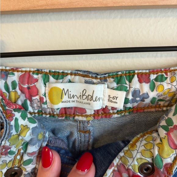 Mini Boden Floral Lined Denim Skirt - Picture 3 of 3
